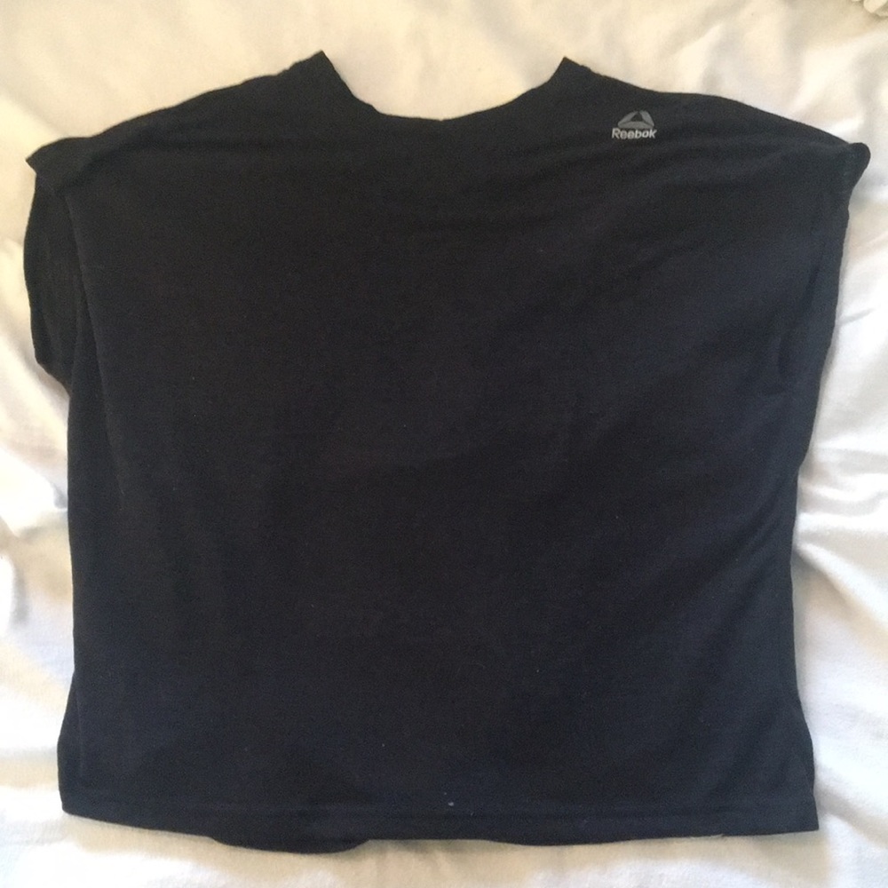 Black, open back, Reebok exercise shirt